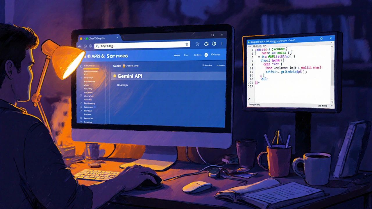 Desenvolvedor ativando a API Gemini no console do Google Cloud.