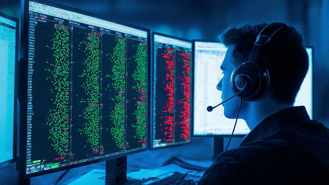Ilustração divide dois livros de ofertas diferentes com trader analisando os gaps.