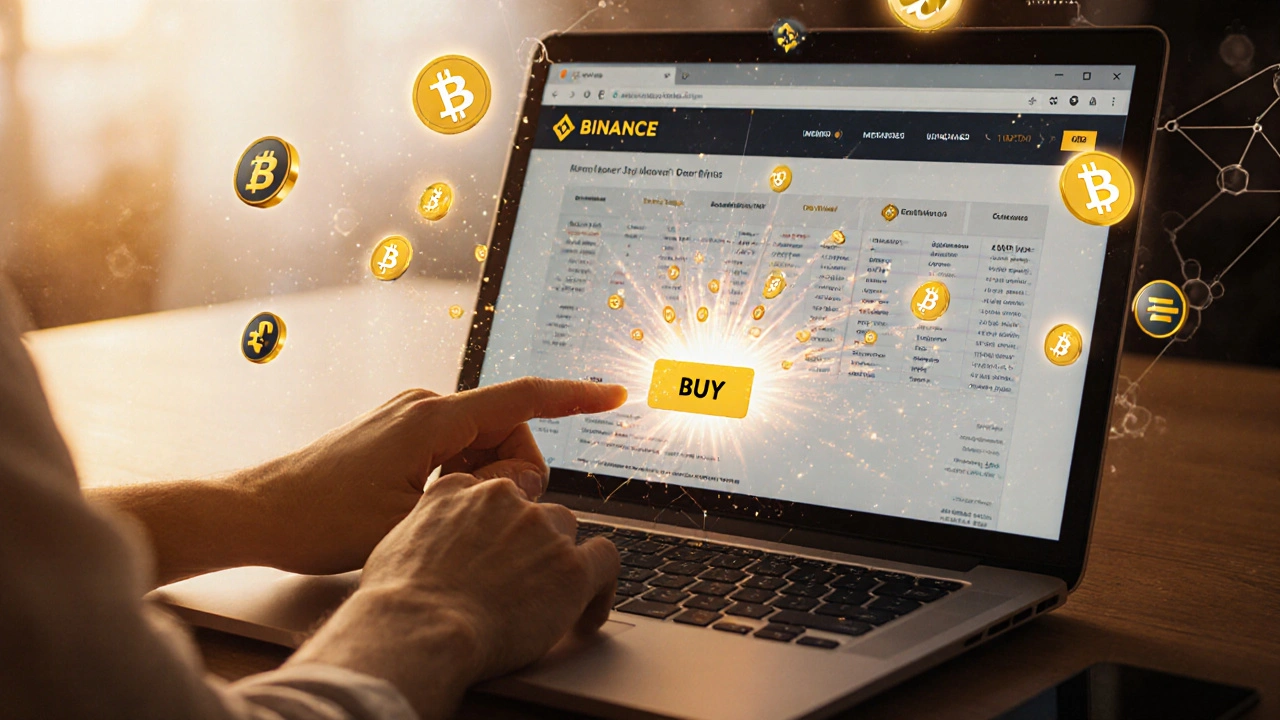 Usuário compra token em IEO e vê os novos tokens listados imediatamente na exchange.