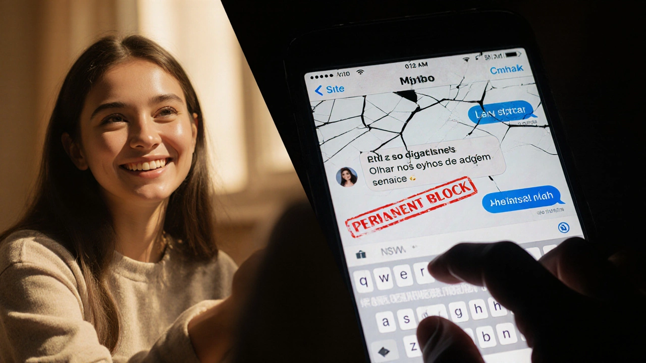 Jovem conversando com personagem emocional de IA, em contraste com alguém tentando burlar filtros.