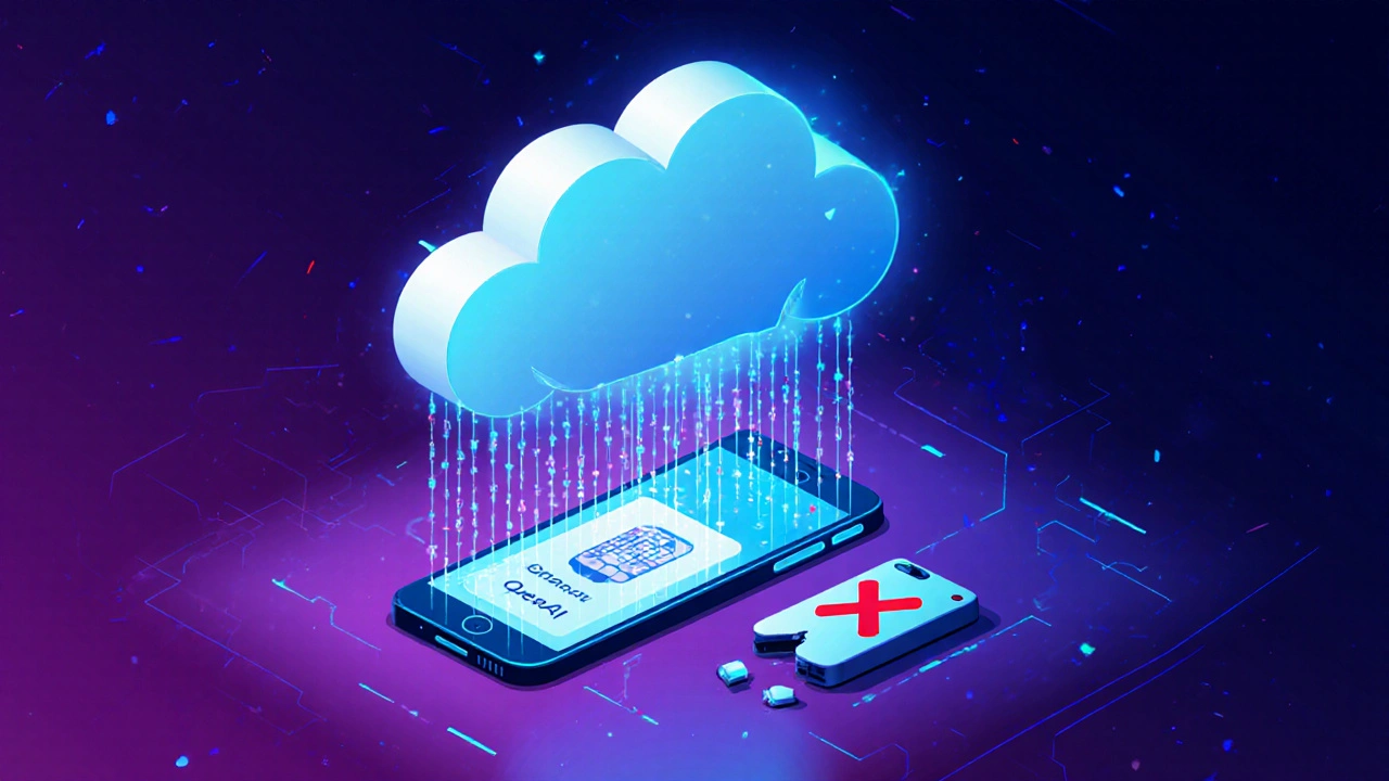 Nuvem digital conectada ao celular, representando o funcionamento online do ChatGPT.