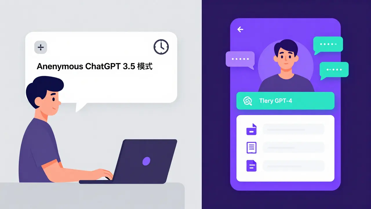 Comparação visual entre acesso limitado sem conta e recurso completo com conta.