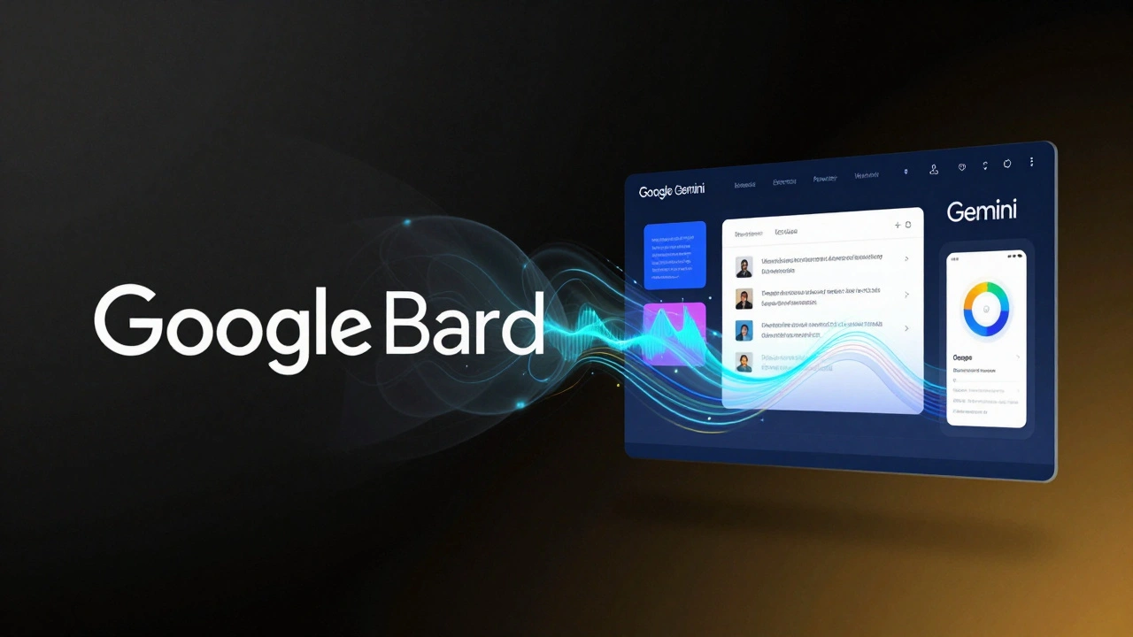 Transição do antigo Google Bard para o novo Google Gemini com integração aos serviços do Google.