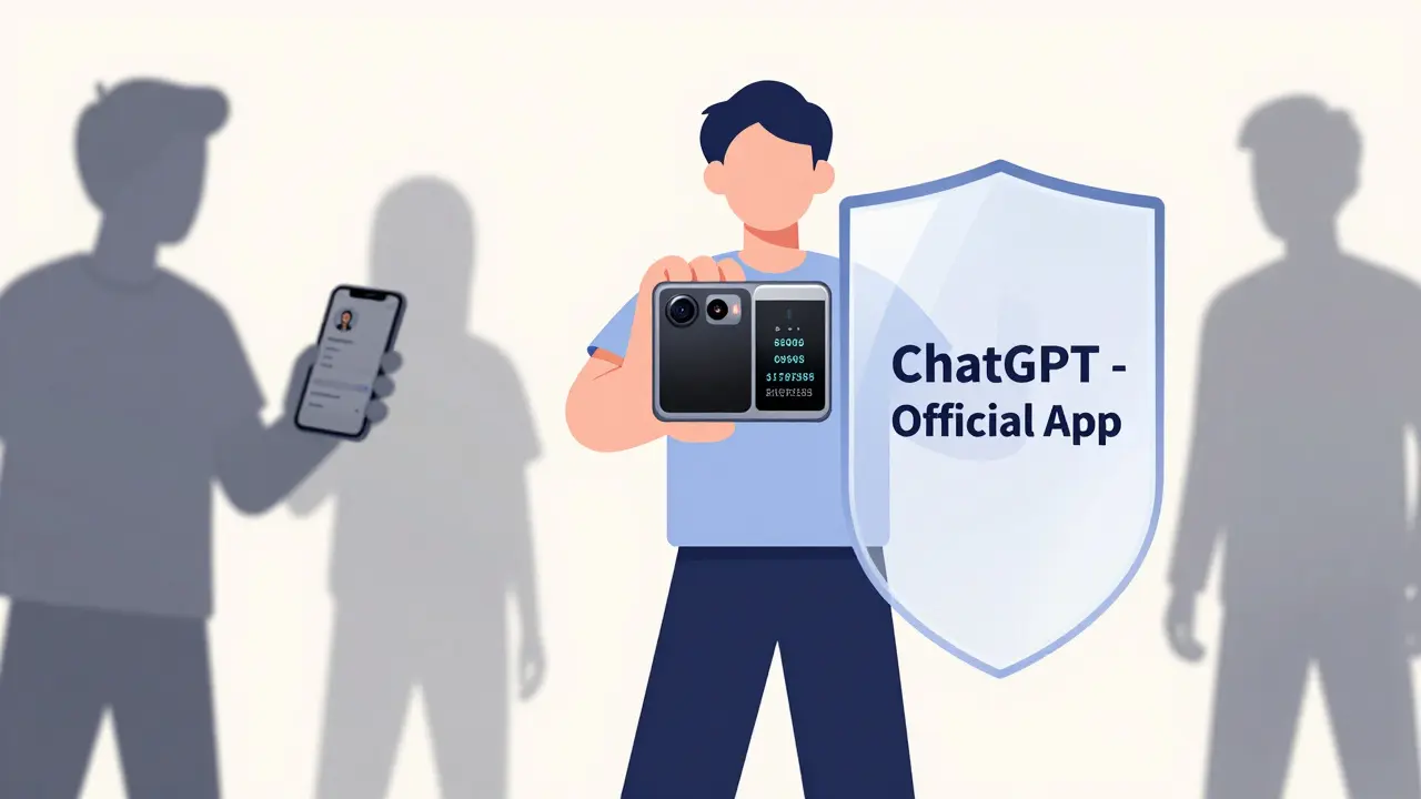 Pessoa usando número temporário ao lado de um escudo oficial do ChatGPT, enquanto figuras sombrias tentam acessar seu número real.