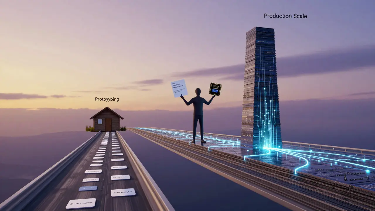 Ponte simbólica entre prototipagem rápida e escala produtiva em IA generativa.