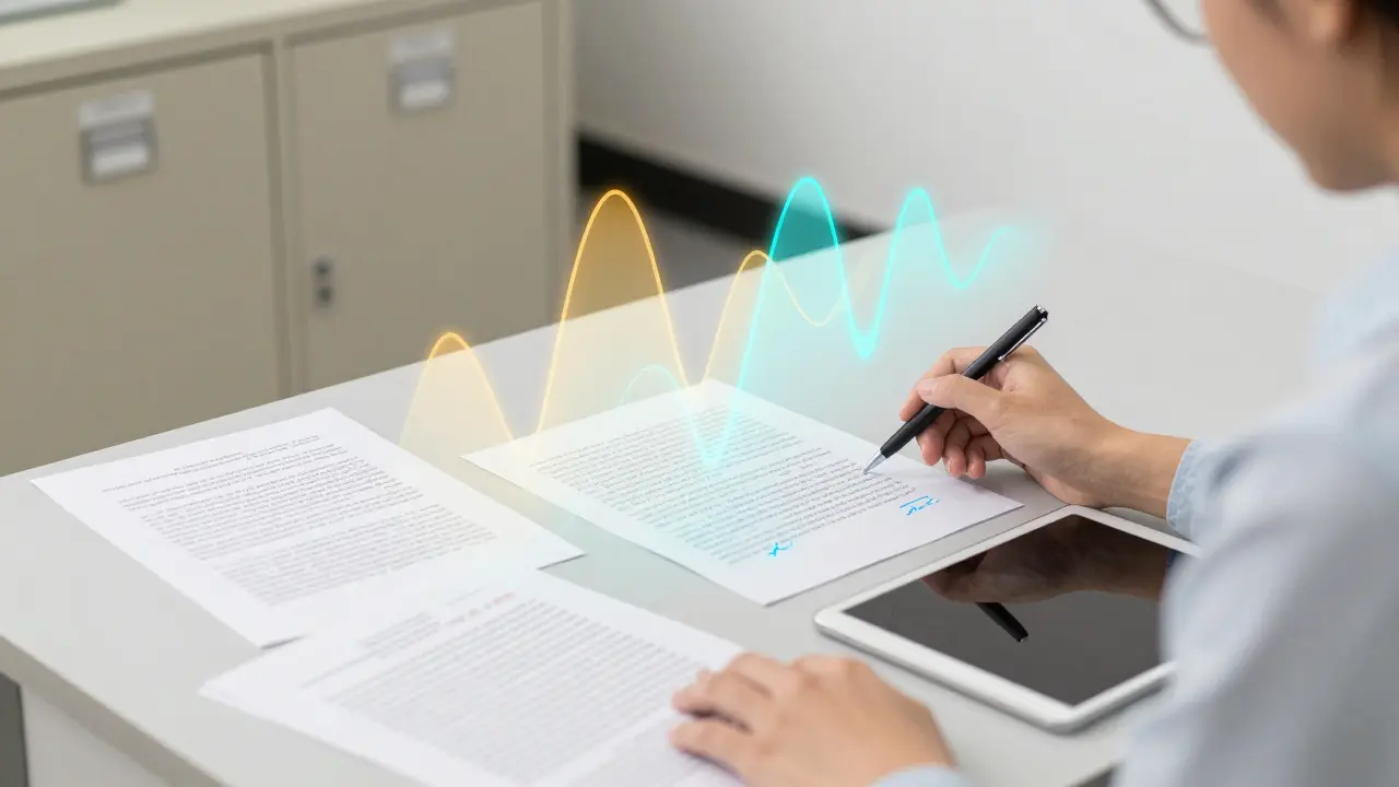 Documentos sendo escaneados por tecnologia de detecção.