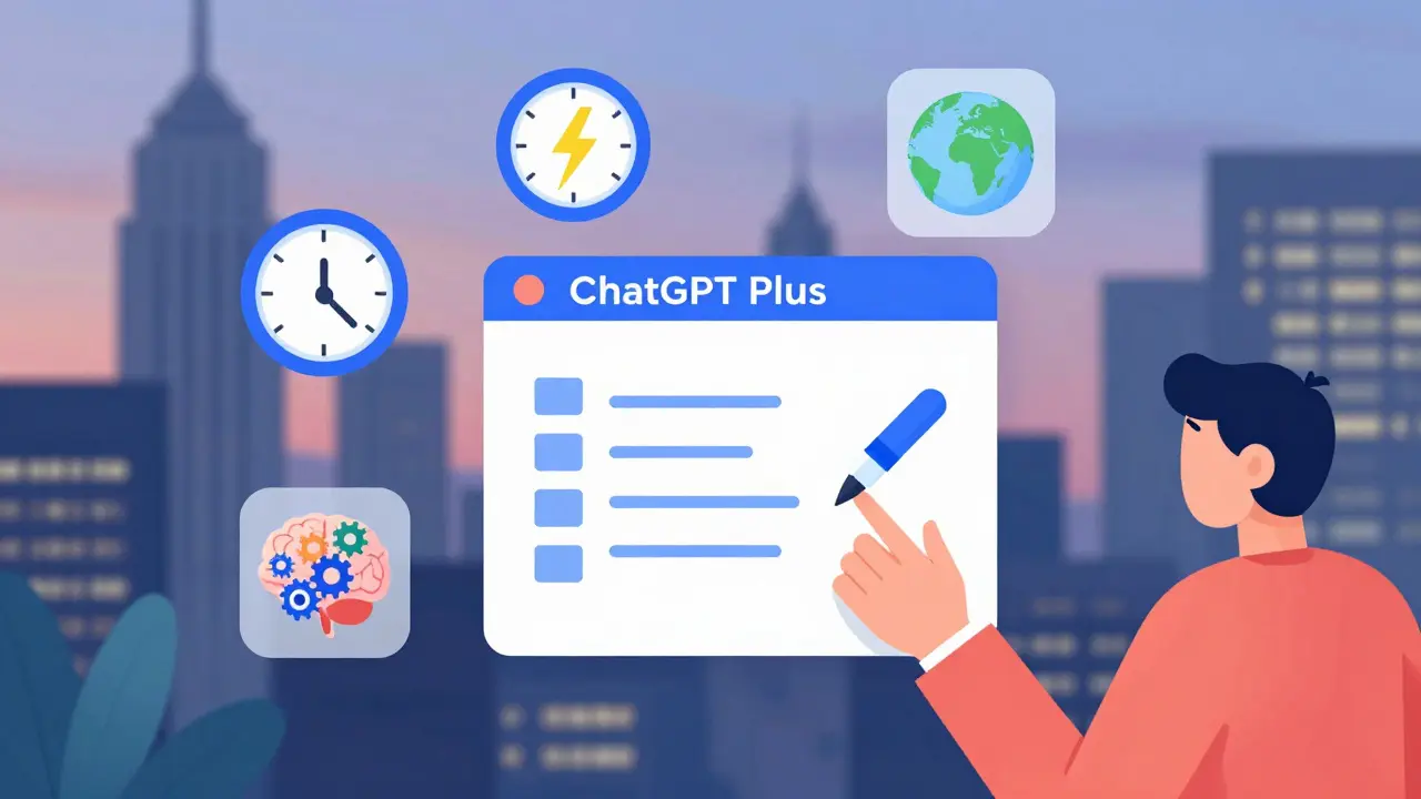 Pessoa carregando um arquivo PDF no ChatGPT Plus, com ícones de análise, internet em tempo real e geração de imagens.