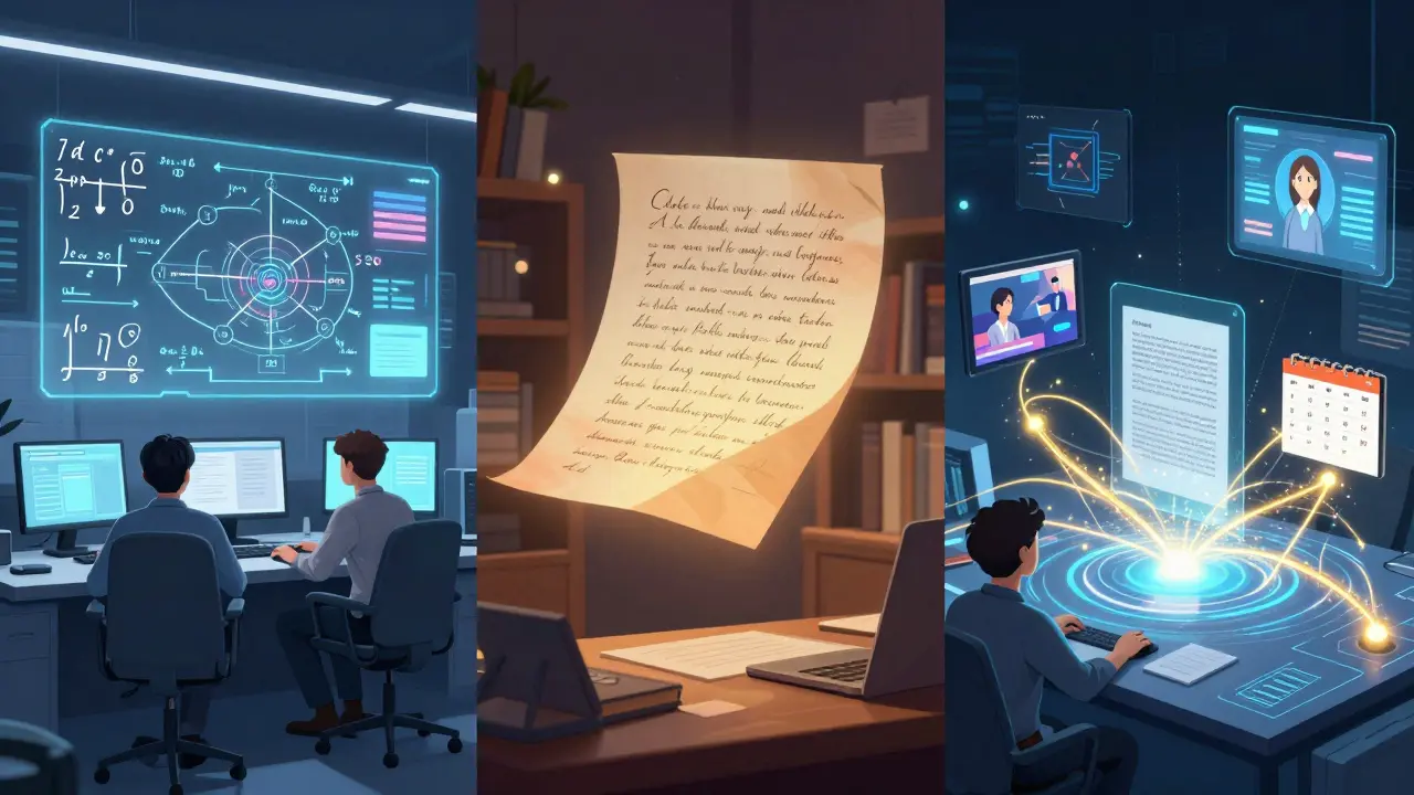 Composição dividida mostrando a lógica do GPT, a nuance do Claude e a multimodality do Gemini.