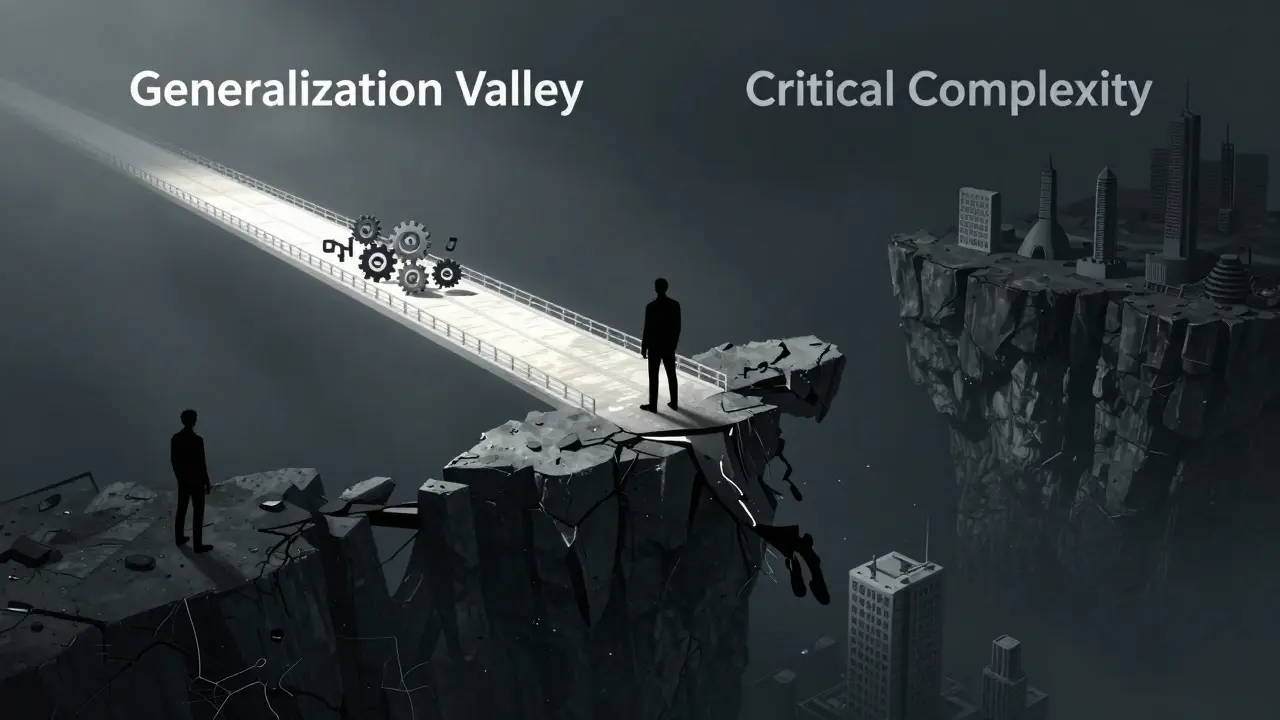 Abstração visual do vale da generalização e limites de complexidade crítica
