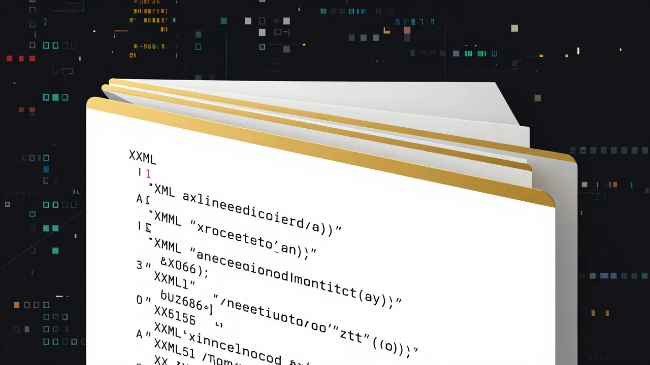 Estrutura XML clara vs dados visuais caóticos