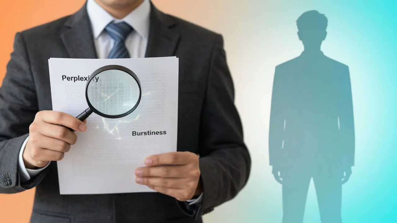 Gerente analisando documento com código binário brilhante