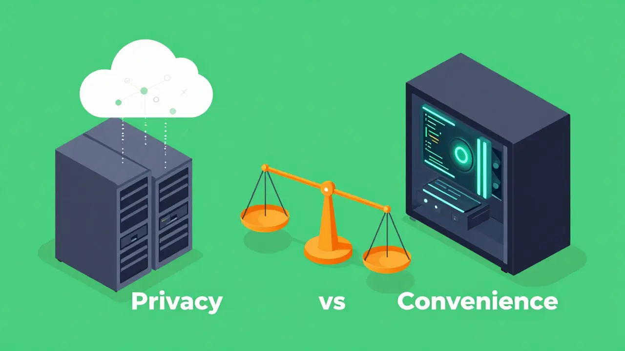 Comparação visual entre servidores na nuvem e processamento local seguro