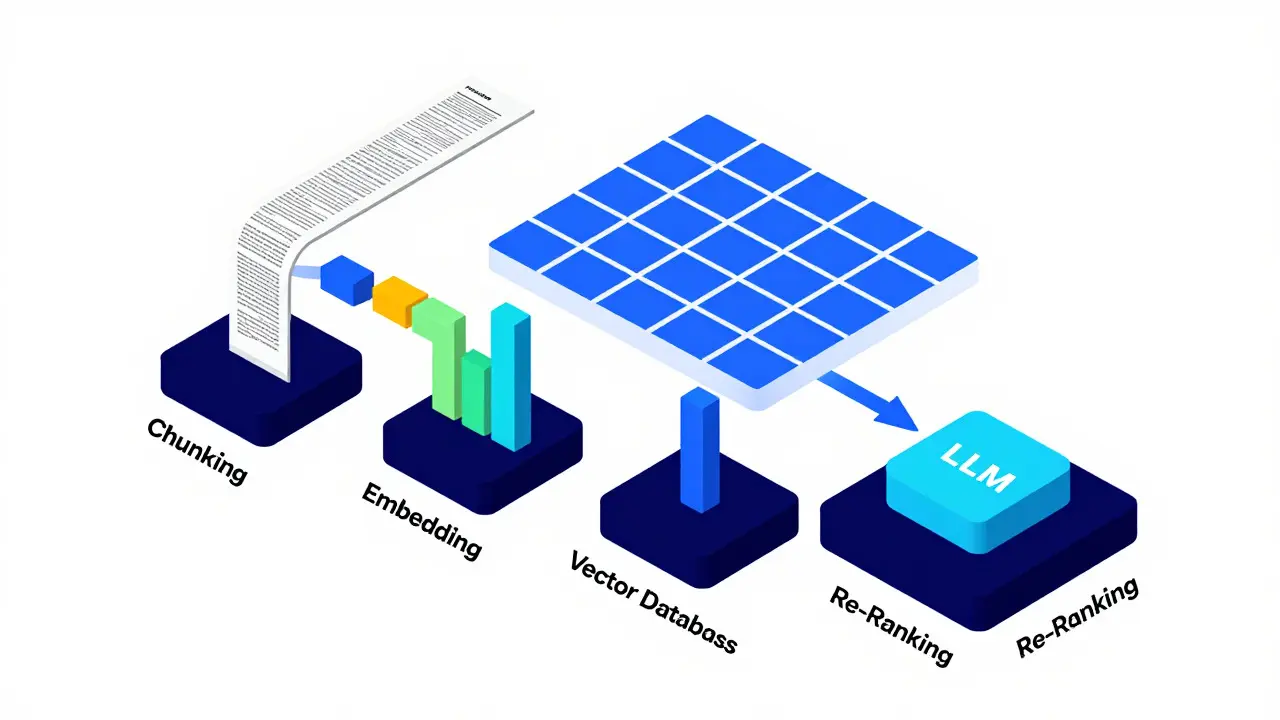 Diagrama isométrico dos componentes da arquitetura RAG e fluxo de dados