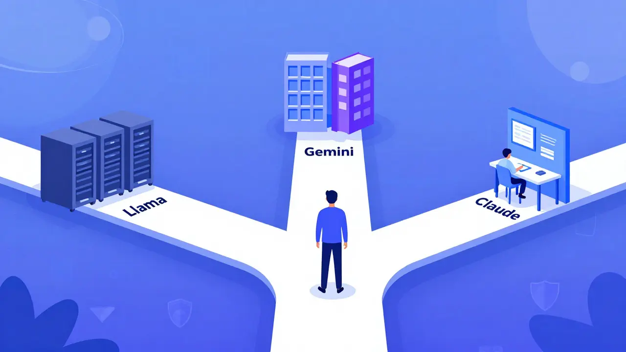 Ilustração simbólica de escolha entre diferentes modelos de IA