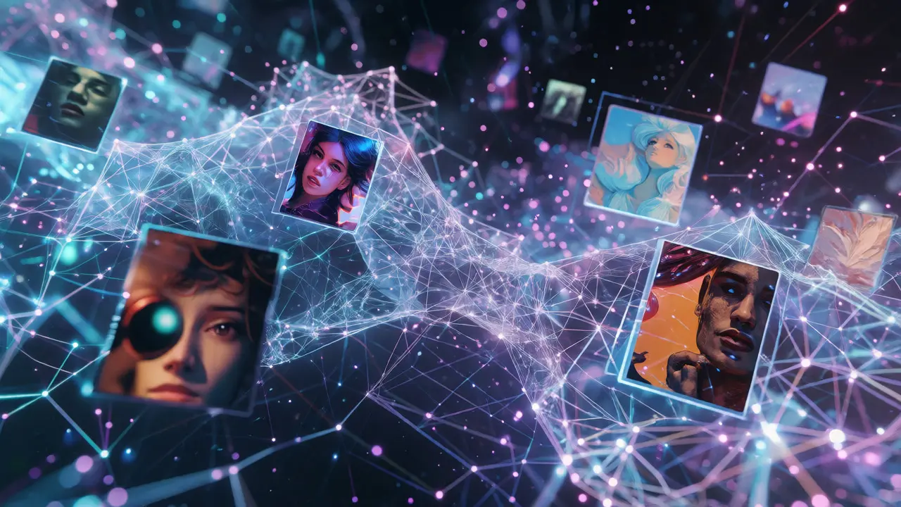 Rede neural abstrata representando estilos variados de modelos de IA