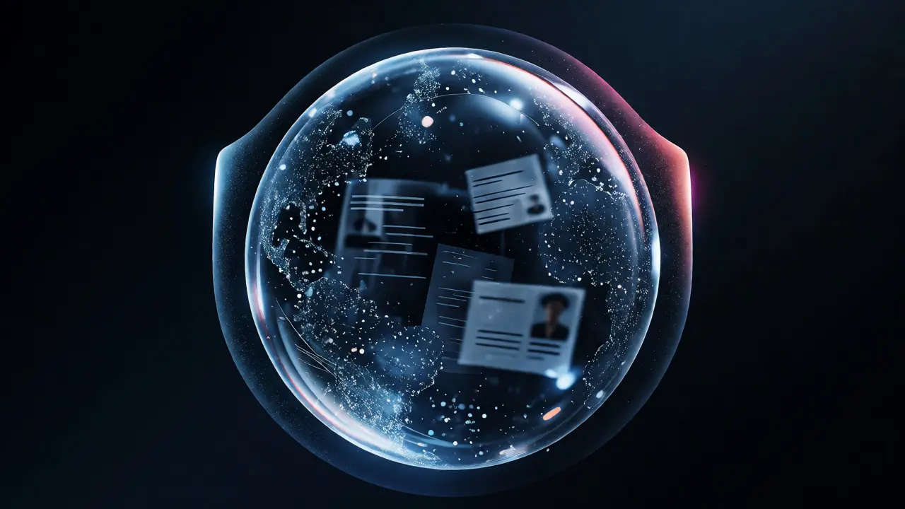 Esfera de dados protegida representando privacidade e LGPD