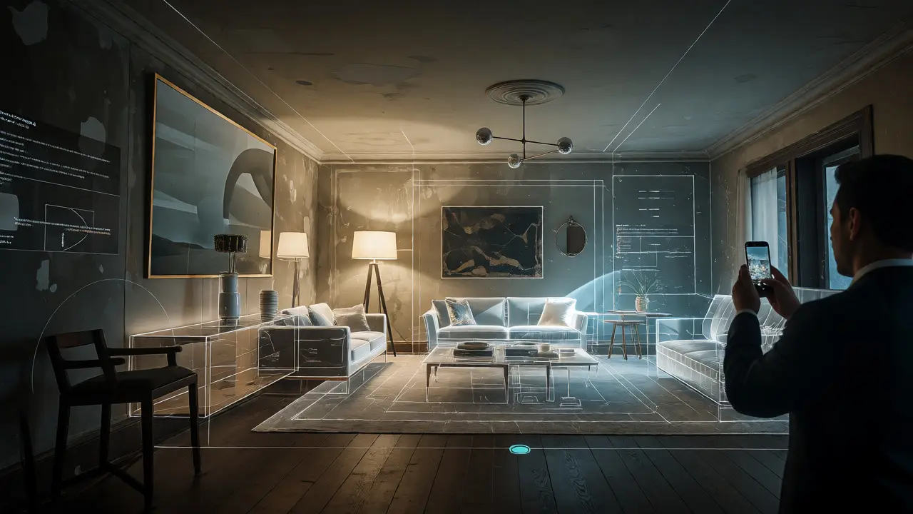 Transformação de imóvel vazio em espaço decorado via staging virtual IA